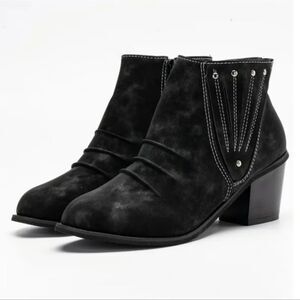 ROCKOMI WOMENS ANKLE  COMFORT CHUNKY HEEL ANKLE with ZIPPER BOOTIE